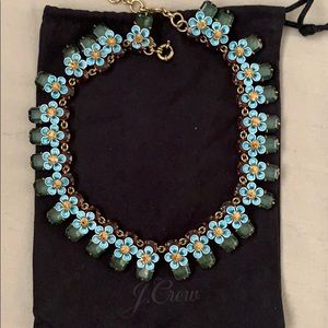 J. Crew Blue Flower Crystal Necklace